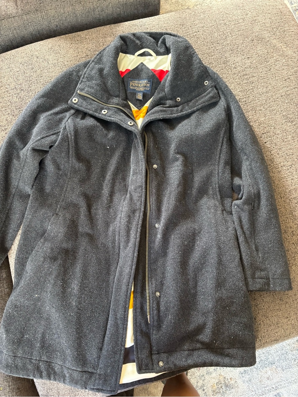 Pendleton Dark Charcoal Wool Pea Coat